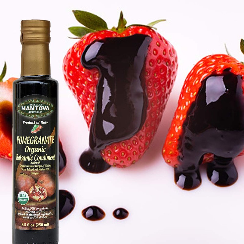 Mantova Organic Pomegranate Balsamic Vinegar of Modena, Perfect for Salad