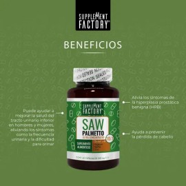Saw Palmetto 10:1 60 Cápsulas, Ultra Concentrado, Mejora la Salud Prostata y del Sistema Urinario en Hombres y Mujeres, Combate Hiperplasia, Anticaida