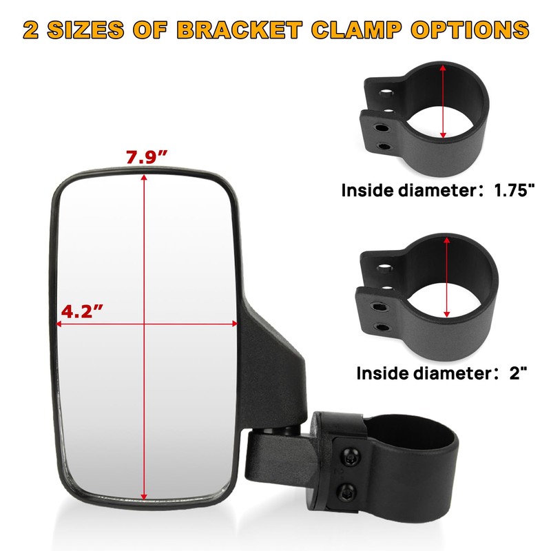 UTV Side View Mirrors, PSLER UTV Universal Rear View Side