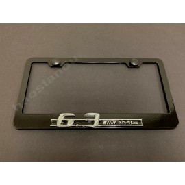 License Plate Frame Shop 1x 6.3AMG 3D Emblem BLACK Stainless License Plate Frame RUST FREE + S.Cap