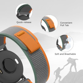 Koazon Trail Loop Nylon 20mm Watch Bands Compatible with Garmin Forerunner 55/165/Vivoactive 5/6,Soft Breathable Adjustable Sports Replacement Strap for Garmin Venu Sq 2/Sq/Venu Men Women