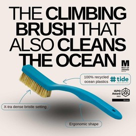 8B+ 8BPLUS 8BPLUS x Tide Climbing & Bouldering Brush Made of 100 Percent Recycled Ocean Plastic Dense Boar's Hair Bristles, Extremely Durable, Ergonomic Grip
