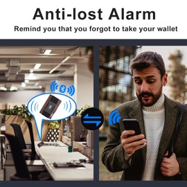 Anti-Lost Bluetooth Card Holder Wallet Tracker & Finder Position Locator Slim Minimalist Men's Tracking Wallets in Leather (Brown)