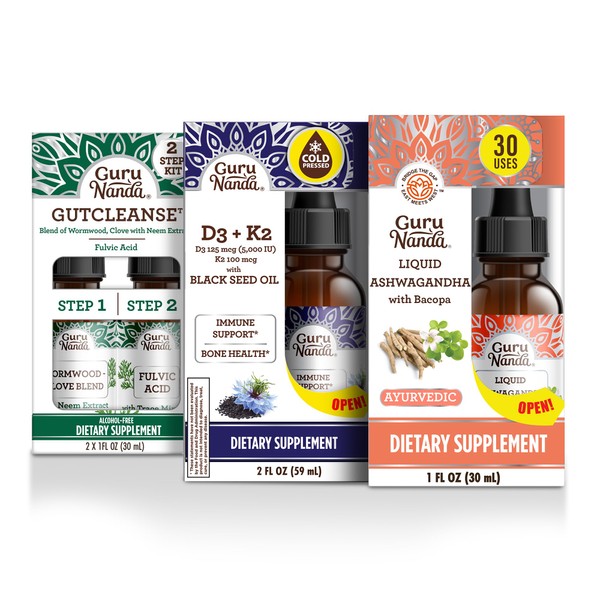 GuruNanda GuruNanda Total Wellness Boost with Liquid Ashwagandha, Black Seed