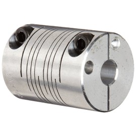 Ruland PCR16-6-5-A Clamping Beam Coupling, Polished Aluminum, Inch, 3/8" Bore A Diameter, 5/16" Bore B Diameter, 1" OD, 1-1/4" Length, 30 lb-in Nominal Torque