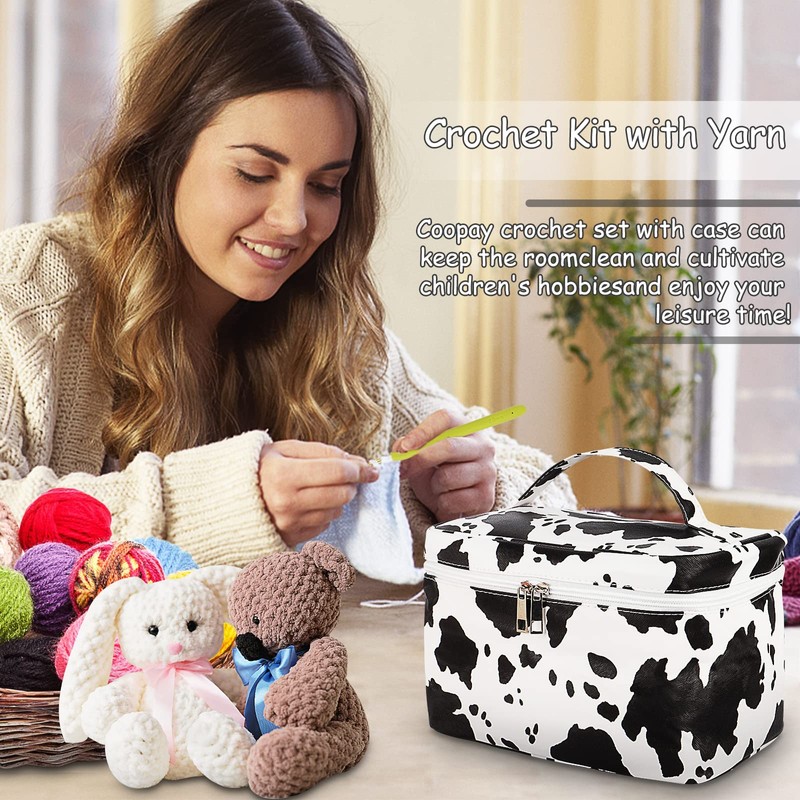 Coopay Crochet Kits for Beginners Kids, Knitting Kit with Wool,