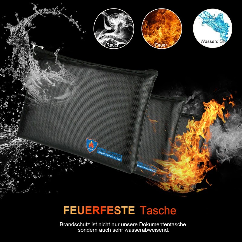 Pack of 2 Fireproof Bag 29 x 20 cm, Waterproof