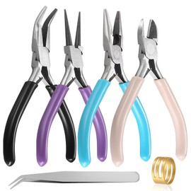 Jewelry Pliers Set Jewelry Making Tools includes Needle Nose Pliers Round Nose Pliers Round Nose Pliers Bent Nose Pliers Wire Cutter for Jewelry Making Repair Wire Wrapping Beading and Crafts (4 PCS)