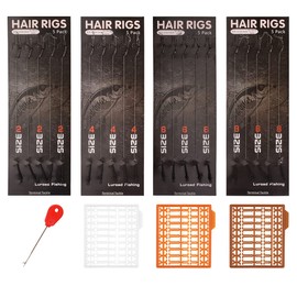 Luroad Carp Fishing Hair Rigs, 20 Pieces Curved Carp Hook Barbs, Braided Carp Fishing Hook Accessories with Boilie Rig Carp Leader, 3 Boilie Stoppers, Size 2 4 6 8