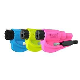 RESQME The Original Emergency Keychain Car Escape Tool, 2-in-1 Seatbelt Cutter and Window Breaker, Made in USA, Family Pack of 3 - Blue, Pink, Yellow -Compact Emergency Hammer
