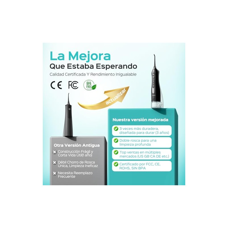 COSLUS C20 Irrigador Bucal Profesional, Pulsos de Alta Frecuencia, Negro