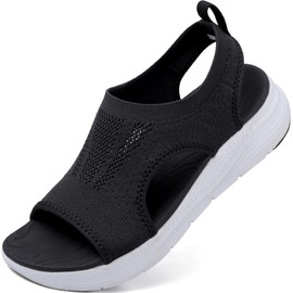 YASOWIN Sandalias Deportivas Ortopédicas para Mujer Zapatos con Punta Abierta Cuña Lavable de Malla de Verano Sandalias de Playa para Caminar