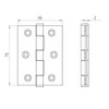 Satin Stainless Steel Door Hinge Pairs 3 Inch / 75mm
