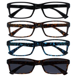 OPULIZE Black Brown Blue Readers With Brown Reading Sunglasses Value 4 Pack Mens Womens RRRS92-1232 +2.00