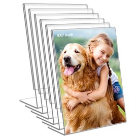 DESONAUT 6 Pack 5"x 7" Clear Acrylic Self Standing Picture Frames，Photo Frame Stand Perfect for Showcasing Memories Tabletop Display for Home or Office Décor，Vertical