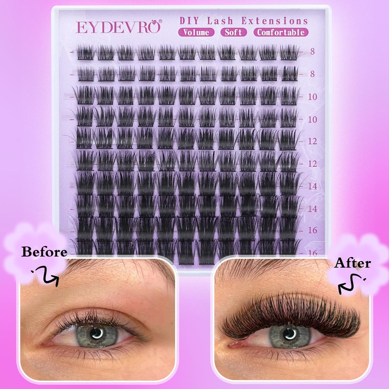EYDEVRO Cluster Lashes Wispy Individual Eyelashes D Curl Lash Clusters