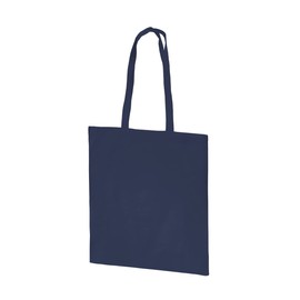Hyper Mart Cotton 5oz(150gsm) Eco friendly Plain Natural Reusable Shopping Tote Bags Eco Friendly Long Handle Grocery Bag (Navy, 1 Bag)