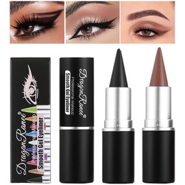 2 Coloured Cream Eyeliner, YIBABY Matte Quick Drying Eyeliner, Waterproof Eyeshadow, Black Eyeliner Pen Gel, Long Lasting Eye Make-Up (Black & Brown)