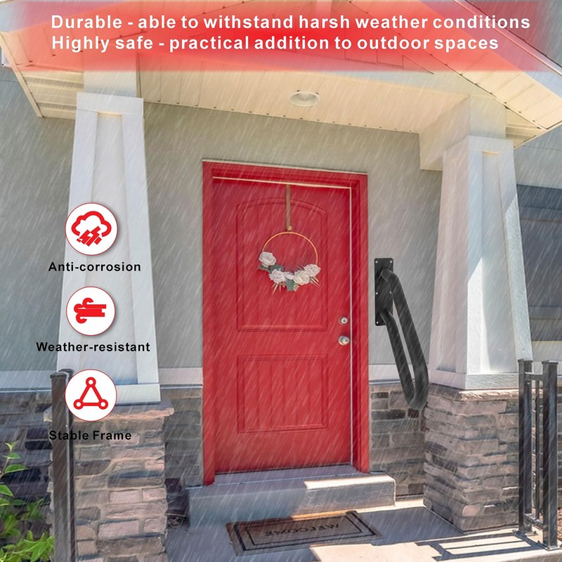 Wdwlbsm 2Pcs Handrail for 1-3 Steps,U Shaped Black Elderly Safety
