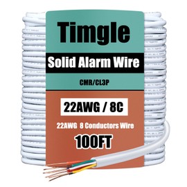 Timgle 22/4 White Solid Wire Bell Wire 100ft Stranded Fire Security Alarm Cable CMP/CL3P Shielded Rated Burglar Station Wire for Low Voltage LED, Burglar System, Fire Detector, Door Bell, 22AWG