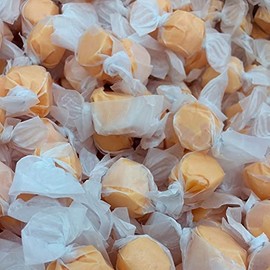 Gourmet Soft and chewy Salt Water Taffy Candies - Individually Wrapped - Bulk bags (Peach, 1 Pound (Pack of 1))