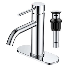 FORIOUS 1 Hole Bathroom Faucets, Chrome Bathroom Sink Faucet with Metal Pop up Drain, Single Handle Bathroom Faucet, Vanity, Lavatory Faucet for Bathroom Sink