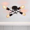 Qcyuui Industrial Semi Flush Mount Ceiling Light 4-Light Rustic Black