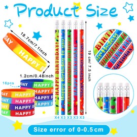 32 Pcs Happy Birthday Pencils and Birthday Student Wristbands Happy Birthday Pencils for Students Bulk Birthday Gifts for Students from Teacher Birthday Gifts Classroom Reward Birthday Party