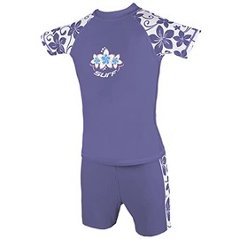 Kidz Swimmers Girls UV Sun Protection Rash Vest and Swim Shorts UPF 50+ Very Peri Purple (13-14 Years)