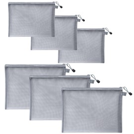 DEVENTORZ Mesh Cosmetic Pouch, Nylon Mesh Storage Bag, A5/B6, 2 Sizes, 3 Each, 6 Pieces, Ultra Lightweight, Translucent, Simple Mesh Pouch, For Cosmetics, Stationery, Bills, Documents, Portable Travel