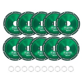 HARFINGTON 10pcs 4" Diamond Saw Blade, 20mm Arbor Cut Off Wheels, Diamond Cutting Disc Multifunction Tile Concrete Ceramic Marble Blade with 5/8" Washer for Angle Grinder, Green