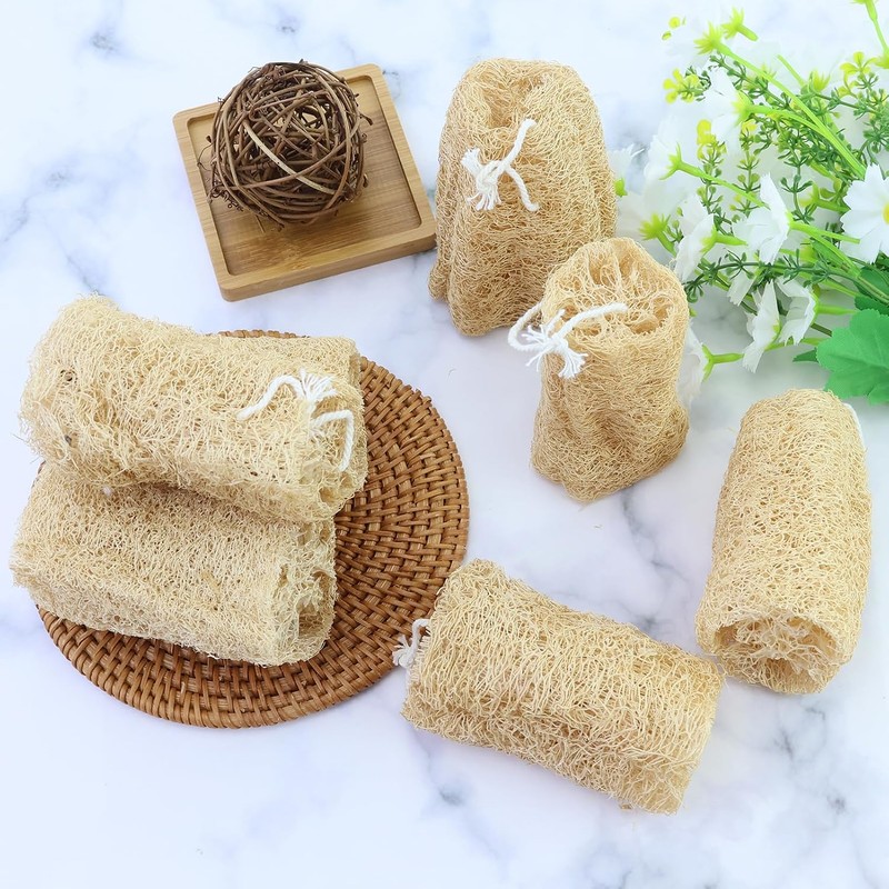 Esponjas de lufa de pepino de 10 cm, exfoliantes naturales