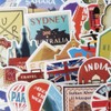 Travel City Sticker Set, 100 Pieces, Travel Waterproof Stickers, Stylish