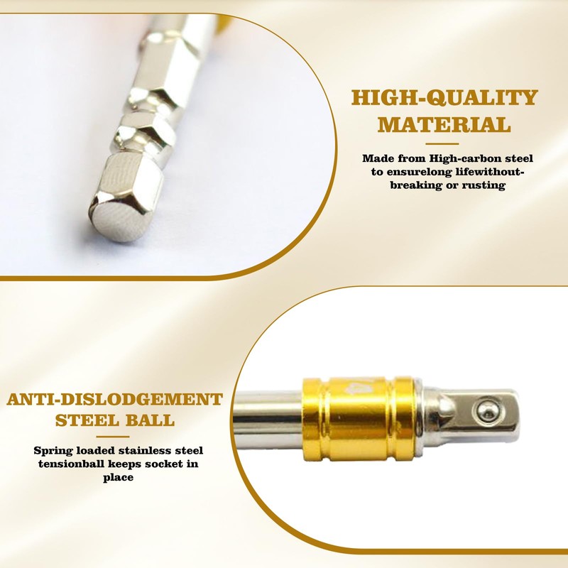 2 PCS 1/4" Socket Adapter Hex to Square Drive -