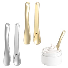 Aphumedc 4 Pack Reusable Cosmetic Cream Spatulas Spoon Mini Metal Makeup Spatula Beauty Applicator Facial Cosmetic Tools for Sampling Face Eye Mask Cream Lotions Moisturizer scream - Gold & Silver