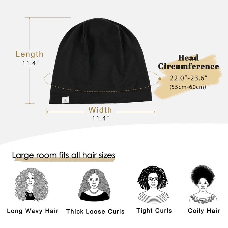 YANIBEST Silk Satin Bonnet Hair Cover Sleep Cap - Adjustable