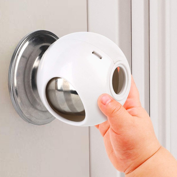 Door Knob Safety Cover for Kids (4 Pack) New Shape & Structure Design Child Door Knob Covers Prevent Children from Opening Doors Baby Safety Door Knob Locks Fit Most Knobs