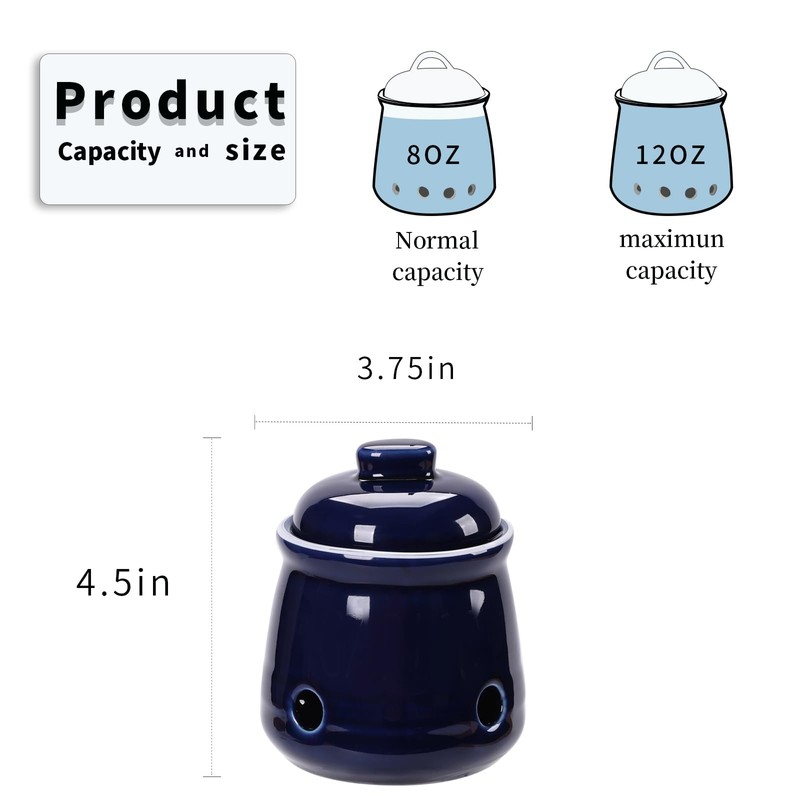 HAOTOP Ceramic Mini Garlic Keeper with Lid, Garlic Container Saver