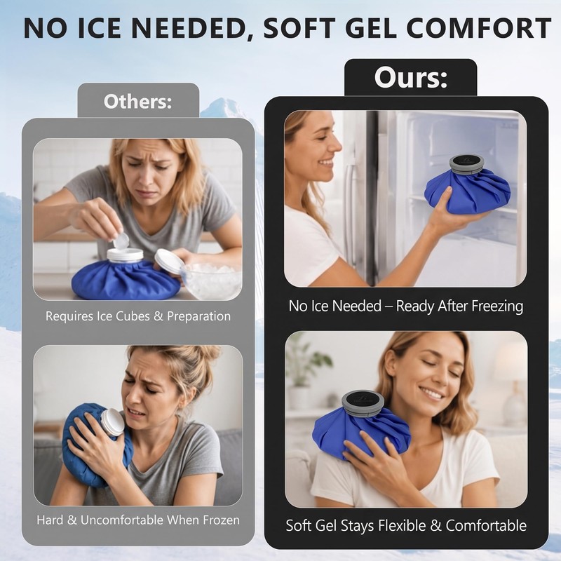 9" Reusable Gel Ice Pack for Injuries with Insulated Bottle,