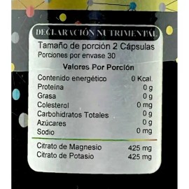 Sunahe Citrato Magnesio y Potasio 60 Cápsulas 850mg Suplemento Nutricional
