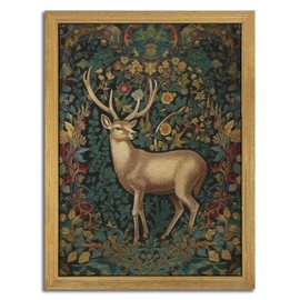 SAMHOU Framed 3D Textured Deer Wall Art, Reindeer Deer Hand Drawn Sandstone Wall Decor, Vintage Christmas Wall Art Decor for Bathroom Living Room Bedroom Holiday Gift 12x16 inch