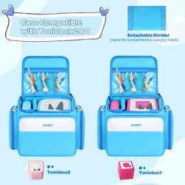 Carrying Case Compatible with Toniebox 2/1 Audio Player Starter Set,Travel Storage Bag Fits for Headphones,Tonie Figures and Accessories,Gift for Kids,Bag Only,Blue
