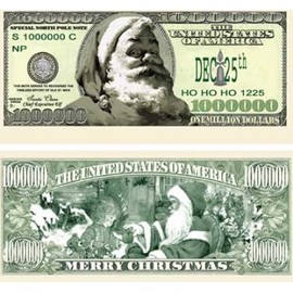 Set of 10 Bills- Santa Bucks Claus Novelty Million Dollar Bills