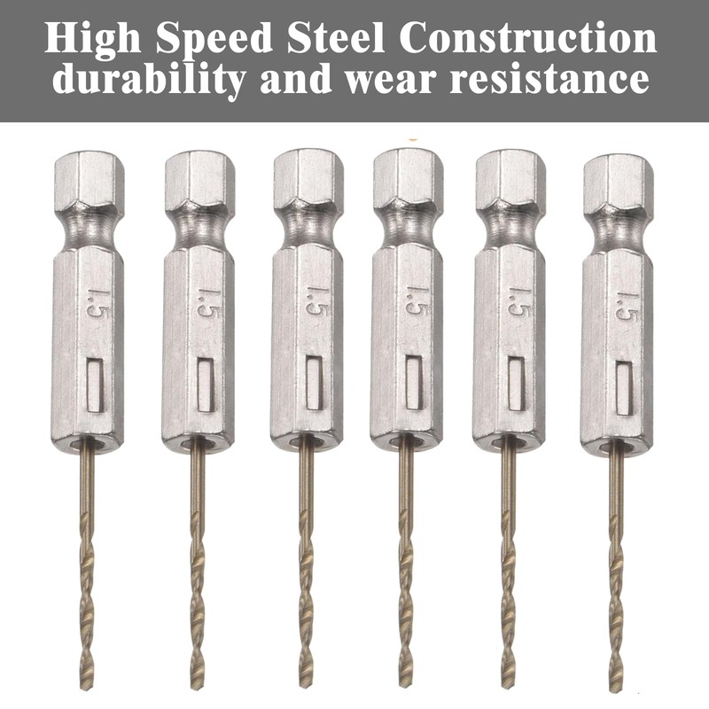 Wjelet 6 Pcs 1/4" Hex Drill Bit Set, 1.5mm High