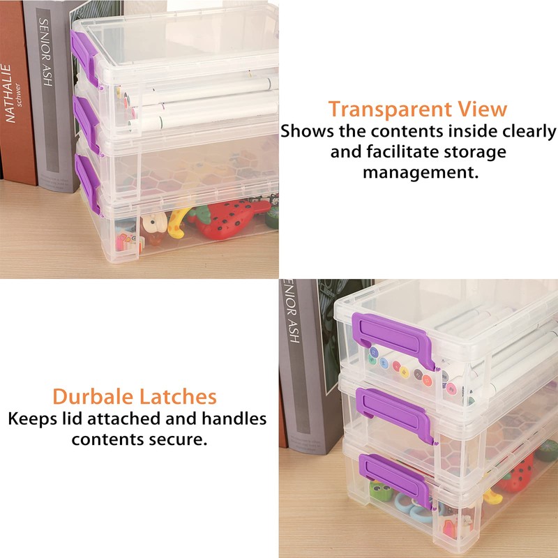 BTSKY 4 Pieces Stackable Transparent Pen Box Office Supplies Storage