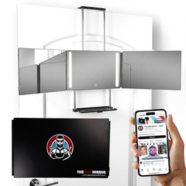 Espejo de 3 caras LED + soporte bandeja – Corte pelo y barba