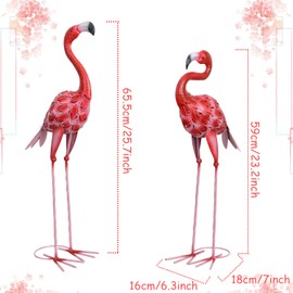 SUNREEK 2Pcs Metal Flamingo Statues, Hot Pink Flamingo Outdoor Decor for Garden Home Patio Lawn Backyard Ornaments