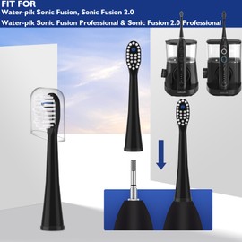 Toothbrush Replacement Heads for Sonic Fusion and Sonic Fusion 2.0, Sonic Fusion Professional and Sonic Fusion 2.0 Professional, SF-01, SF-02, SF-03 and SF-04 (Black, 3Packs)