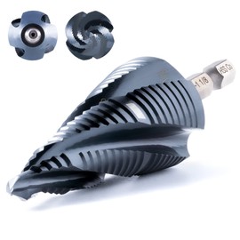 toolant Four Spiral Flute Cobalt Step Drill Bit(Pro), 1/4"-1-1/8" Impact Ready Unibit Step Drill Bit, 1/4" Hex Shank Step Bit for Metal, Stainless Steel, Aluminum, Plastic