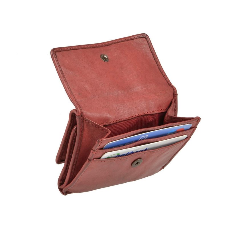 Bear Design Mini Leather Wallet 10 x 7.5 cm Red,